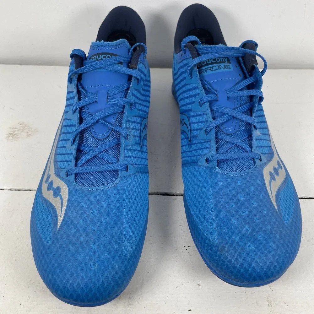 Saucony Vendetta Racing Shoes US Size 13 Cleats‎ Blue S29047-3 Silver Running
